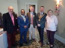 Chairman, Mervyn Pannett, with the current president of the association, Councillor Tom Corbin, future president Councillor Atiqul Hoque along with pa